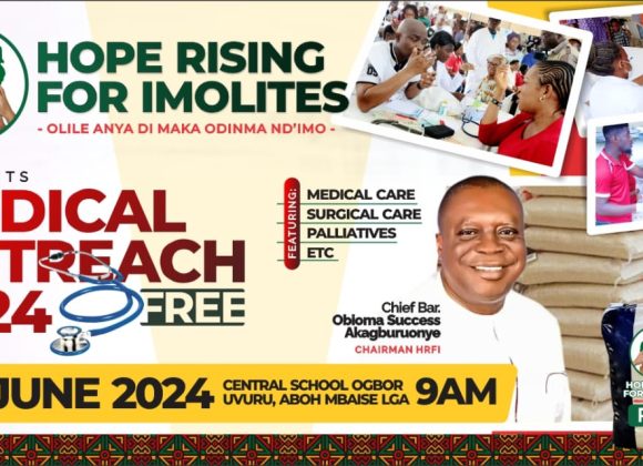 HopeRising for Imolites to Conduct Free Medical Outreach in Aboh Mbaise
