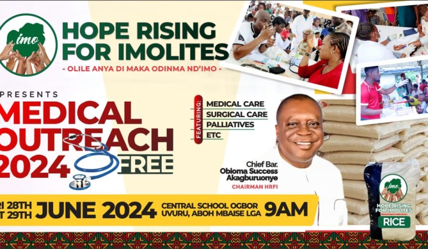 HopeRising for Imolites to Conduct Free Medical Outreach in Aboh Mbaise